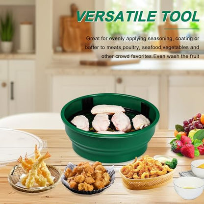 FJNATINH Collapsible Batter Bowl - Mess Free Better Breader Shaker Bowl with Lid Breading Shaker Container - Great for Fried Fish, Fried Chicken, Onion Rings, Wings & More,No Leak,Easy to Store - color: Olive Green