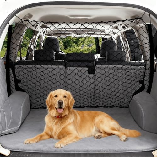 Dog Car Barrier Vehicle Pet Barrier Backseat Mesh Dog Car Divider Net with Adjusting Rope and Hook Suitable for SUV Pickup and Small Car (47in x 27in) - size: 47 x 27 Inch
