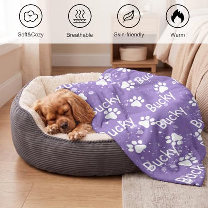 Personalized Dog Blanket, Customized Pet Blankets with Name Picture, Throw Blanket for Small Medium Large Dog Puppy Cat - color: B-white
