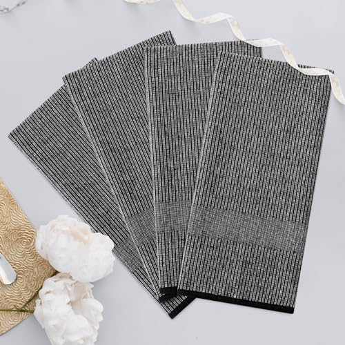 Homaxy Premium Kitchen Towels(18”x 28”, 8 Pack), Large Cotton Kitchen Hand Towels, Flat and Terry Dish Towels, 380 GSM Highly Absorbent Tea Towel Set with Hanging Loop, Black - color: Black, style: 8-pack