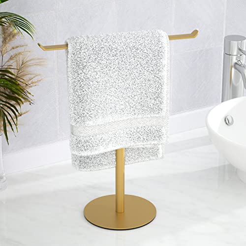 Gold Hand Towel Stand, T-Shape Hand Towel Holder for Bathroom, Display Fingertip Towel Holder Organizer and Bathroom Towel Racks,Kitchen Towel Rack - color: Gold