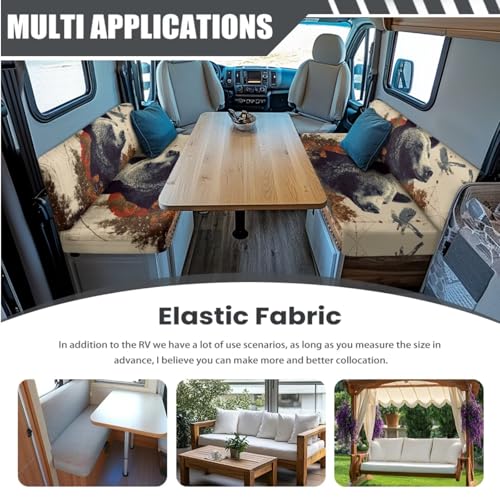 Bear Leaf Geometric Pattern 3 PCS RV Dinette Cushion Covers Wear-Resistan Camper Seat Covers Dinette Booth Camper Cushion Pillow Cover Sofa Slipover for Travel Trailer Couch - color: Bear Leaf Geometric