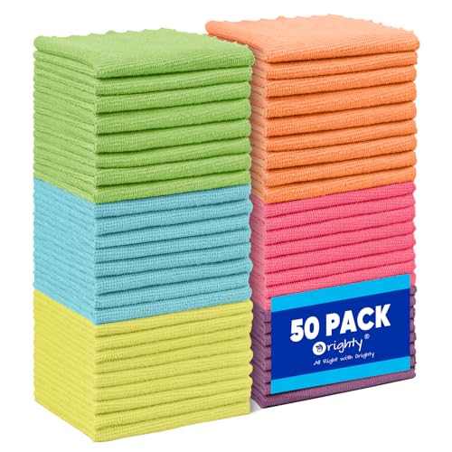 Orighty Microfiber Cleaning Cloths,50 Pack Microfiber Towels Bulk, Ultra-Soft & Absorbent Cleaning Rags, Reusable Lint Free Cloths for Car Care, House, Kitchen, 12x11 Inch - color: Multicolor, size: 50 Pack