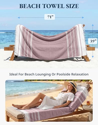 LANE LINEN Beach Towels for Women, 2 Pack Large Beach Towels Oversized, Pre-Washed, No-Shrink Sand Free, Quick Dry, Lightweight Travel Towel, Soft Beach Bath Towel, 39"x71" - Fired Brick - color: 41: Fired Brick, size: Pack of 2