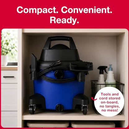 Koblenz WD-16 L4 Wet Dry Vacuum Cleaner, 16 Gallon Wet Dry Vac, 6.5 PHP, 3-in-1 Suction & Blower, Click-N-Lock Hose, Drain Plug, Big Vacuum Cleaner for Carpet & Floors, Swivel Casters, Black/Blue - size: 16 Gallon 6.5 HP