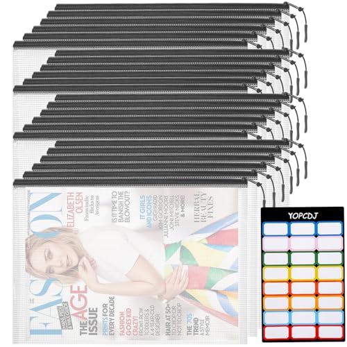 YOPCDJ 24pcs Mesh Zipper Pouch Bags, A4 13x9 Inches Reusable Bags Puzzle Storage Organizer Black Multipurpose for Travel Board Games Toys School Office Supplies and Home Classroom Organization - color: Black, size: A4
