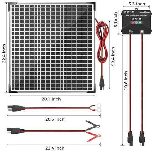 Voltset 50W 24V Solar Panel Kit, Solar Battery Maintainer with MPPT Charge Controller Adjustable Bracket, Solar Battery Charger for RV Car Boat Tractor and Camping - size: 50W-24V