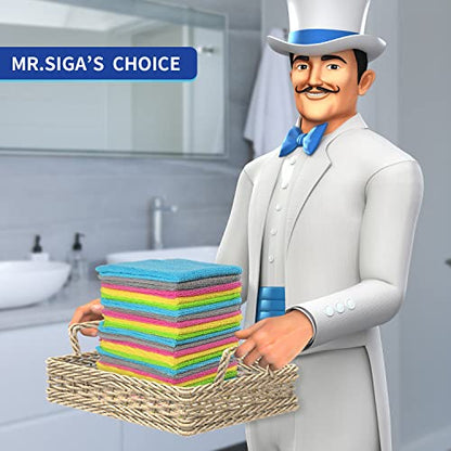 MR.SIGA Microfiber Cleaning Cloth, All-Purpose Cleaning Towels, Pack of 50, Size 11.8 x 11.8 in - color: Green/Blue/Yellow/Pink/Gray, size: 50-Pack 11.8" x 11.8"