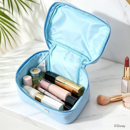 MINISO Disney Stitch Makeup Bag, PU Cosmetic Bag with Handle, Waterproof Travel Pouch, Cute Stitch Storage Organizer for Makeup, Stationery, Jewelry, Ideal Gift for Stitch Fans and Women, Blue