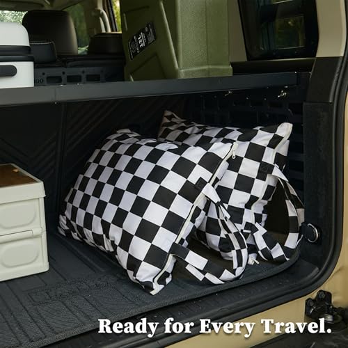 Ohocut Checkered 2 Pcs Large Travel Laundry Bags for Dirty Clothes, Aesthetic Trendy Waterproof Washable Laundry Bag with Handle for Travel, Gym, Swimming Pool Black and White - color: Black