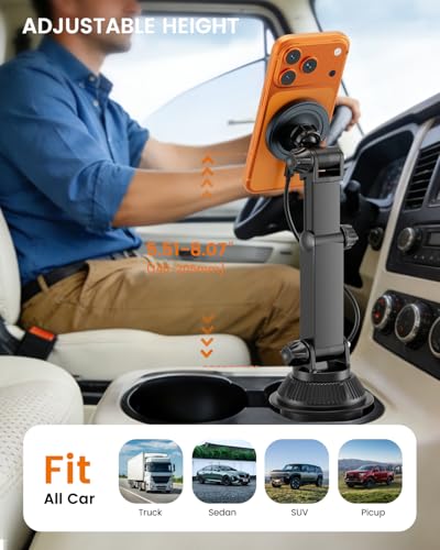 OHLPRO for MagSafe Cup Holder Car Mount Charger for iPhone 17, 15W Fast Charging Magnetic Cupholder Phone Mount, Compatible with iPhone 16 15 14 13 12 Series, for Kids Road Trip Essentials - color: Gray Black