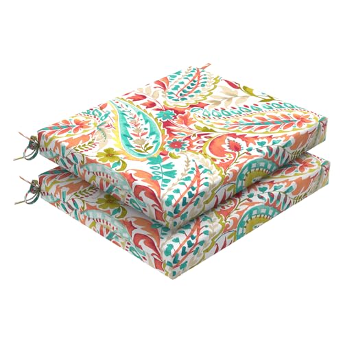 DYTXIII Set of 2 Outdoor Chair Cushions, Water Resistant 18.5"x16"x2" Square Seat Cushion for Patio Dining Chairs, High-Density Replacement Pads for Indoor Outdoor Furniture - Pretty Paisley - color: Pretty Paisley, size: Set of 2