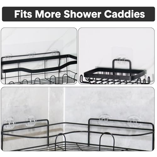 10 Pack Shower Caddy Adhesive Replacement, Strong Adhesive Hooks for Shower Caddy, Waterproof Adhesive Strips, No Drilling, for Bathroom Storage Shelves and Kitchen Racks - color: Transparent-10 Pack