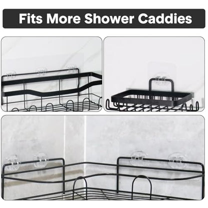 12 Pack Clear Plastic Shower Caddy Adhesive Hooks, Strong Adhesive, Waterproof, No Drilling, 12 Count, Modern Style, Suitable for Bathroom and Kitchen - color: Transparent-12 Pack 1 Hooks