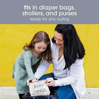 Pearhead Mommy and Baby Things Pouch Set, Canvas Zipper Organizer Bags for Diaper Bag and Travel, Cosmetic and Makeup Bag for Mom - color: Mommy and Baby Travel Pouches