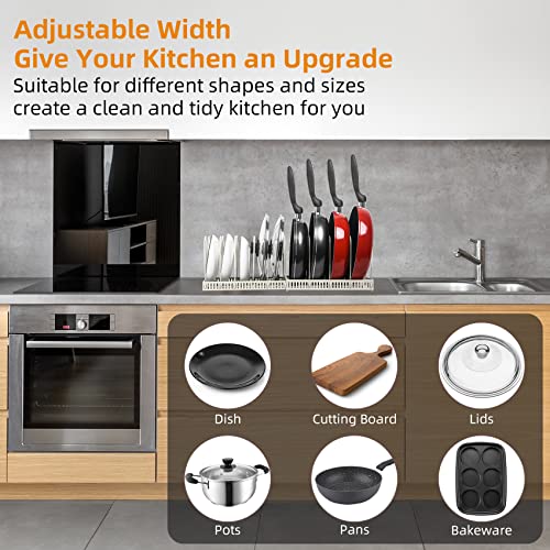 ROOHUA Pot Rack - Expandable Pot & Pan Organizer for Cabinet, 10 Adjustable Compartments (Apricot, 10) - color: Apricot