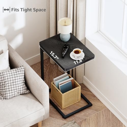 QEEIG C Table Side Table Set of 2 Living Room Sets C Shaped Couch Tray End Tables Modern, Black (017-30B) - color: Black, size: 11.8"W x 15.7"D x 25.6"H (2P)