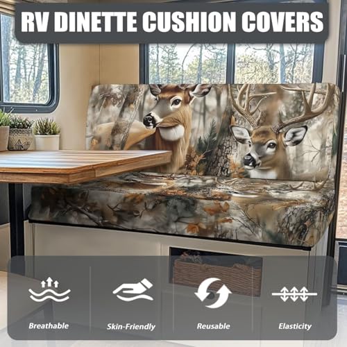 SEANATIVE Deer Camo Hunting RV Dinette Cushion Covers Couch Cover 2 Cushion Sofa Slipcovers for Travel Trailer Couch Prevent Scratches RV Accessories for Inside - color: Deer Camo Hunting