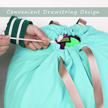 Cotton Canvas Laundry Bag with Handles & Drawstring Straps, Heavy Duty Extra Large Laundry Bags for Laundromat and Household, 25.5x34 Inch, Lake Blue - color: Lake Blue