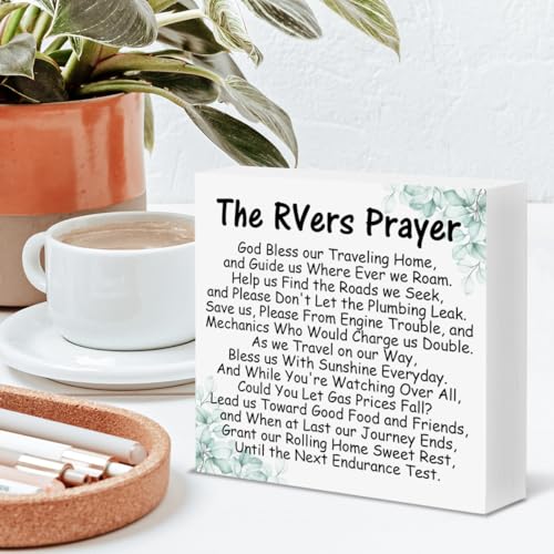Christian Camper Box Sign Decor the Rvers Prayer Wood Block Sign RV Decorations for Inside Camper