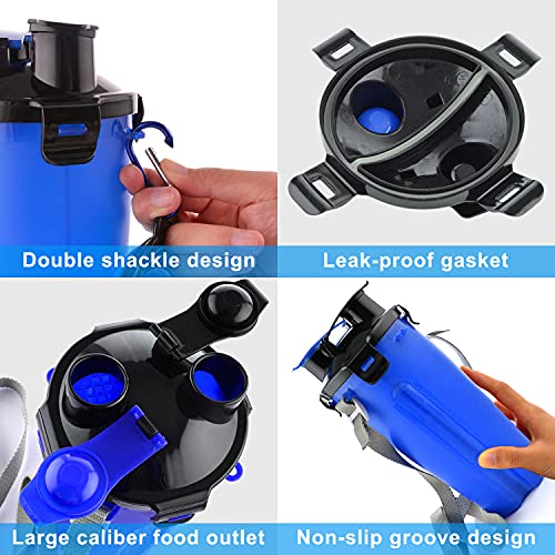 Dog Travel Water Bottle Collapsible Bowls, 2 in 1 Pet Food Container with Collapse Bowls, Outdoor Portable Water Bowls for Walking, Traveling, Camping and Hiking (Blue) - color: Blue