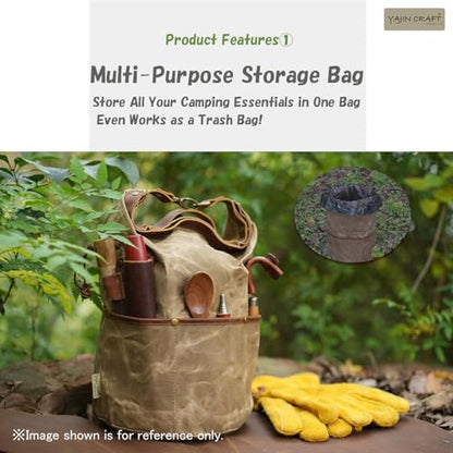 Camping Cookware Storage Bag, Canvas Camp Kitchen Organizer for Cooking Utensils, Pots, Pans & Mess Kit – Heavy-Duty Water-Resistant Outdoor Storage Case S - size: S