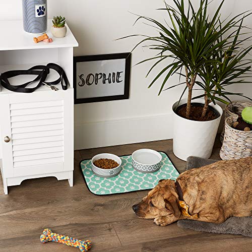 Bone Dry Machine Washable, Ultra Absorbent Pet Mat, 12x18, Aqua/Off-White Lattice - color: Aqua/Off-White Lattice, size: 12"L x 18"W
