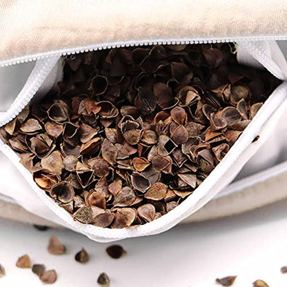Buckwheat Neck Pillow for Sleeping U Shaped Pillow Cooling Travel Head Support Pillow for Neck Pain Relief Side Sleepers Buckwheat Hulls Concealed Zipper (12x12 inch, Light-tan) - color: Plain-lighttan