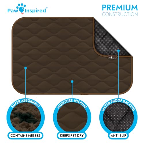Paw Inspired Washable Padded Crate Mats for Dogs | 41” x 28” Pad, Fits 42-inch Kennels | Leakproof, Waterproof Bottom, Plush Pet Beds (Dark Brown) - color: Dark Brown, size: 42 Inch
