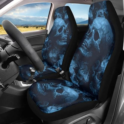 Bulopur Flame Skull Car Seat Cover Front Seats Only Breathable Stretchable Automotive Seat Covers & Accessories Highback Bucket Seats Covers 2 Pack, Easy to Install - color: Flame Skull
