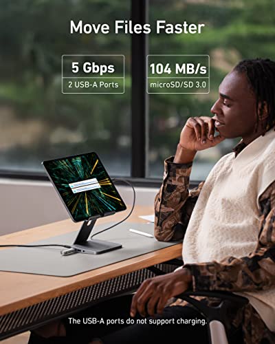Anker USB C Hub for iPad, 551 USBC Hub (8-in-1), with Foldable Tablet Stand, 4K HDMI, 2 USB-A Data Ports, for iPad Pro 5th Gen/Air 5th Gen/Mini 6th and Later (Silver) (Pack of 2) - size: 5.6 × 5.5 × 1.1 inches (Pack of 2)