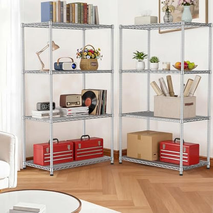 Heavy Duty 4 Tier Wire Shelving Unit 2200 lbs Capacity Garage Shelving Metal Storage Rack Adjustable 18”Dx36”Wx70.9”H Industrial Standing Shelf for Garage Basement Warehouse Pantry - size: 4-Tier-Silver[18"D x 36"W x 70.86"H]