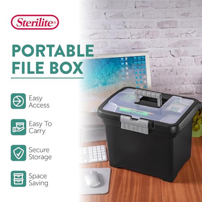 Sterilite Portable Lockable File Box Organizer with Handle and Clear Lid (8 Pack) - size: 8 Pack
