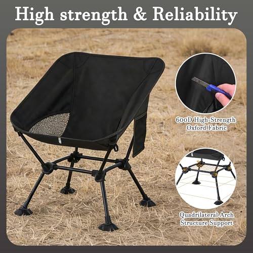 Ultralight Camping Chair,Compact Folding Chair with Anti-Sinking Large Feet and Storage Bag,Lightweight Backpack Chair for Naturehike,Travel,Beach,Hiking - color: Black