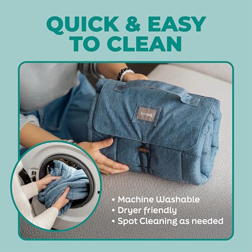KindTail Nomad Nap Mat - Travel Dog Bed - Machine Washable, Water-Resistant Dog Mat for Pets up to 50 lbs - Lightweight, Portable Pet Bed with Carry Handle - Folds to 14 x 9 x 5 (1.5 lbs, Blue) - color: Blue