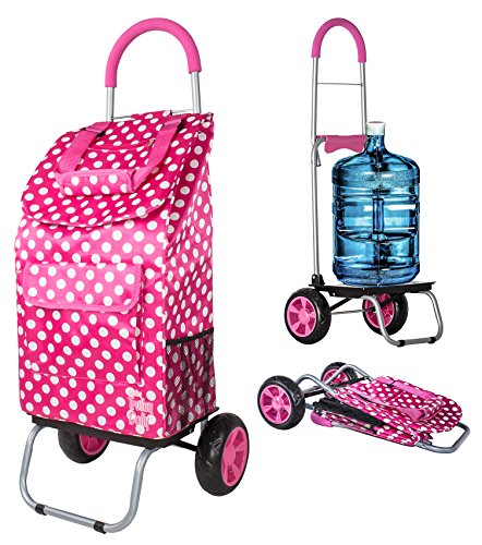 dbest products Trolley Dolly Shopping Grocery Foldable Cart Storage Mom, Pink Polka Dot - color: Pink Polka Dot, style: Cart