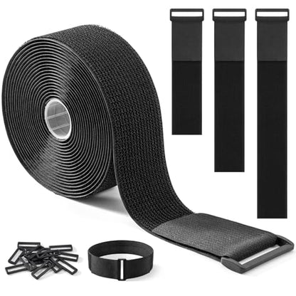 Trilancer 2''x 16Ft Heavy Duty Hook and Loop Straps with 15 Buckles – Adjustable, Cut-to-Length, Reusable Cinch Straps for Securing Cables, Hoses, Pipes, and More - size: 2'' x16Ft