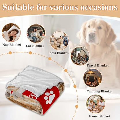 Custom Dog Blanket with Photo, Personalized Name Blanket with Pet Picture, Pets Memorial Gifts for Dogs Lovers, Customized Pet Memorial Remembrance Loss of Dog Sympathy Gifts - color: Design13