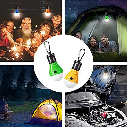 LED Camping Tent Lantern, Portable Outdoor Waterproof Emergency Light Bulb, Battery Powered with Clip Hook, Super Bright, for Hiking, Party，Camping, Fishing, Power Failure (4 Packs, Black ) - color: 4pcs black