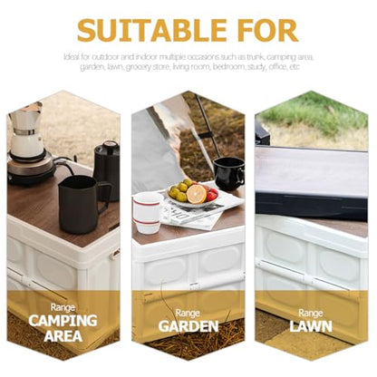 SUPVOX Outdoor Folding Storage Box with Lid Medium White Large Capacity Collapsible Clothes Organizer Storage Container for Camping and Car Trunk Use