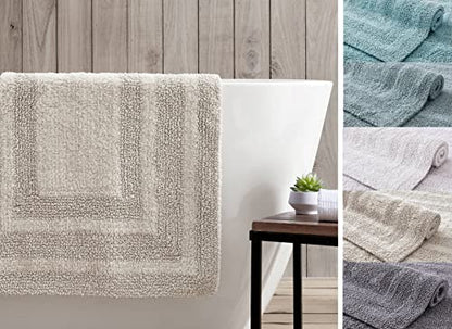 Eddie Bauer - Bathroom Rug, 100% Soft Plush Tufted Cotton Bath Rug, Highly Absorbent, Quick-Dry, and Skid-Resistant Backing (Logan Chrome Grey, 2 Piece) - color: Chrome Grey, style: 2 Piece