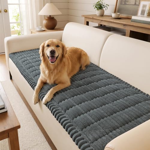 decorUhome Couch Cover for Dogs, Non-Slip Fuzzy Loveseat Protector for Seat & Backrest, Soft Washable Pet-Friendly Sofa Protector, Dark Grey, 27.6" x 47" - color: Dark Grey, size: 27.6"x47"
