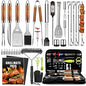 34Pcs Grill Accessories Grilling Gifts for Men, 16 Inches Heavy Duty BBQ Accessories, Stainless Steel BBQ Tools with Thermometer, Grill Mats for Backyard, BBQ Gifts Set for Men Women
