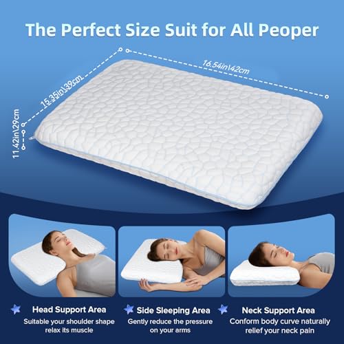 SUPA MODERN Stomach Sleeping Pillows for Back & Stomach Sleeper, Flat Soft Pillows for Sleeping Thin Memory Foam Pillow,Cooling Ultra Low Profile Memory Foam Pillow 1.75-Inches - size: Ultra Slim (1.75-Inch Height)