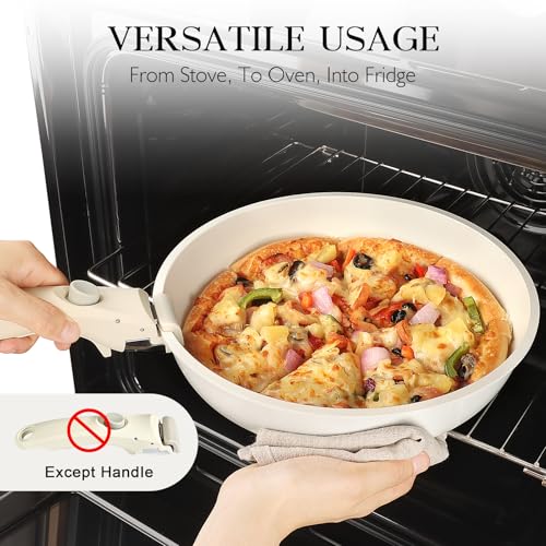 GiPP 11Pcs Pots and Pans Set Non Stick, Cookware Sets Nonstick Detachable Handle, Induction Kitchen Set Removable Handle, RV Cookware set, Oven Safe - color: White, size: 11
