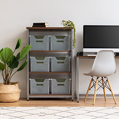 IRIS USA Small Portable Desktop File Box with Open Lid, 6 Pack, Side Handles, Hanging File Folders, Tabs & Inserts, Letter Size, Magazines, Newspapers, Mail, Books, Notebooks, Clear - size: 6 - Pack, style: Open Top Bin (S - Clear)