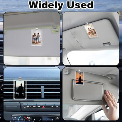 HINGTAI Acrylic Magnetic Personalized Photo Holder Car Picture Frame, Car Picture Holder, Car Photo Holder Car Visor Clip, Personalized Car Accessories Can Be Used to Add Your Personal Photo - color: 1Pcs-White