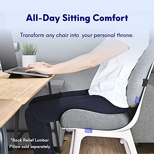 C CUSHION LAB Patented Pressure Relief Seat Cushion for Long Sitting Hours on Office/Home Chair, Car, Wheelchair - Extra-Dense Memory Foam for Hip, Tailbone, Coccyx, Sciatica - Light Grey - color: Gray