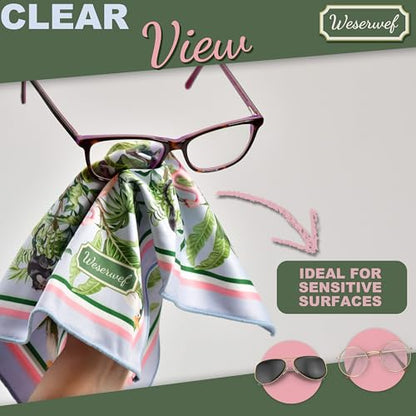 WESERWEF Design Microfiber Glasses Cleaning Cloth – Premium Cleaning Cloth for Eyeglasses, Screens, Tablets, Cameras & Lenses, 12" x 12", Ultra-Soft & Scratch-Free (Tropical World) - color: tropical world