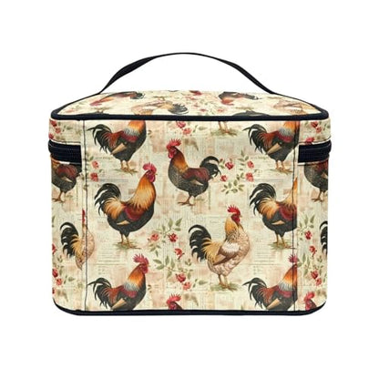 Travel Cosmetic Bag Chicken Printed Multifunctional Makeup Organizer Bag for Ladies Teens Lightweight Makeup Pouch Plenty of Room - color: Chicken